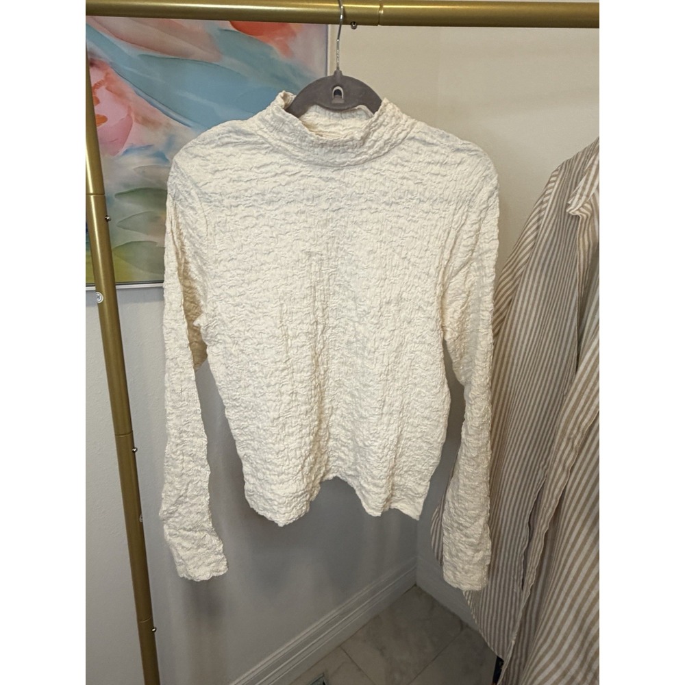 Women's Cream Long Sleeve Dress Blouse,Size L NWT